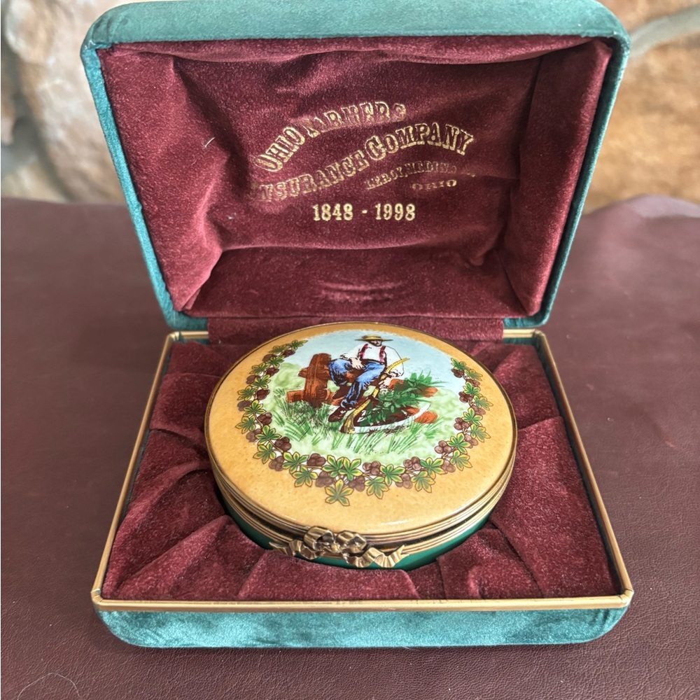 Limoges Ohio farmers insurance company trinket box